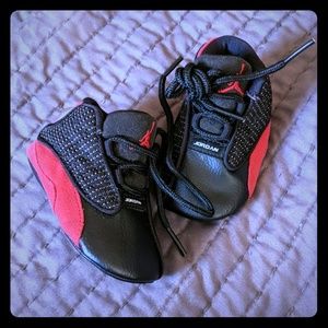 Infant Size 2 Black and Red Jordans